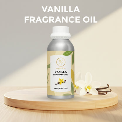 RV Organica vanilla fragrance oil original product bottle with label packaging