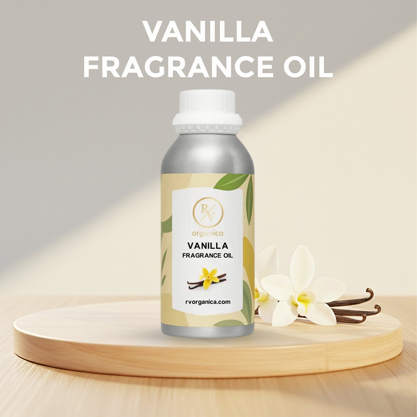 RV Organica vanilla fragrance oil original product bottle with label packaging