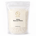 RV Organica white beeswax pellets for refined natural candle making and cosmetic formulations