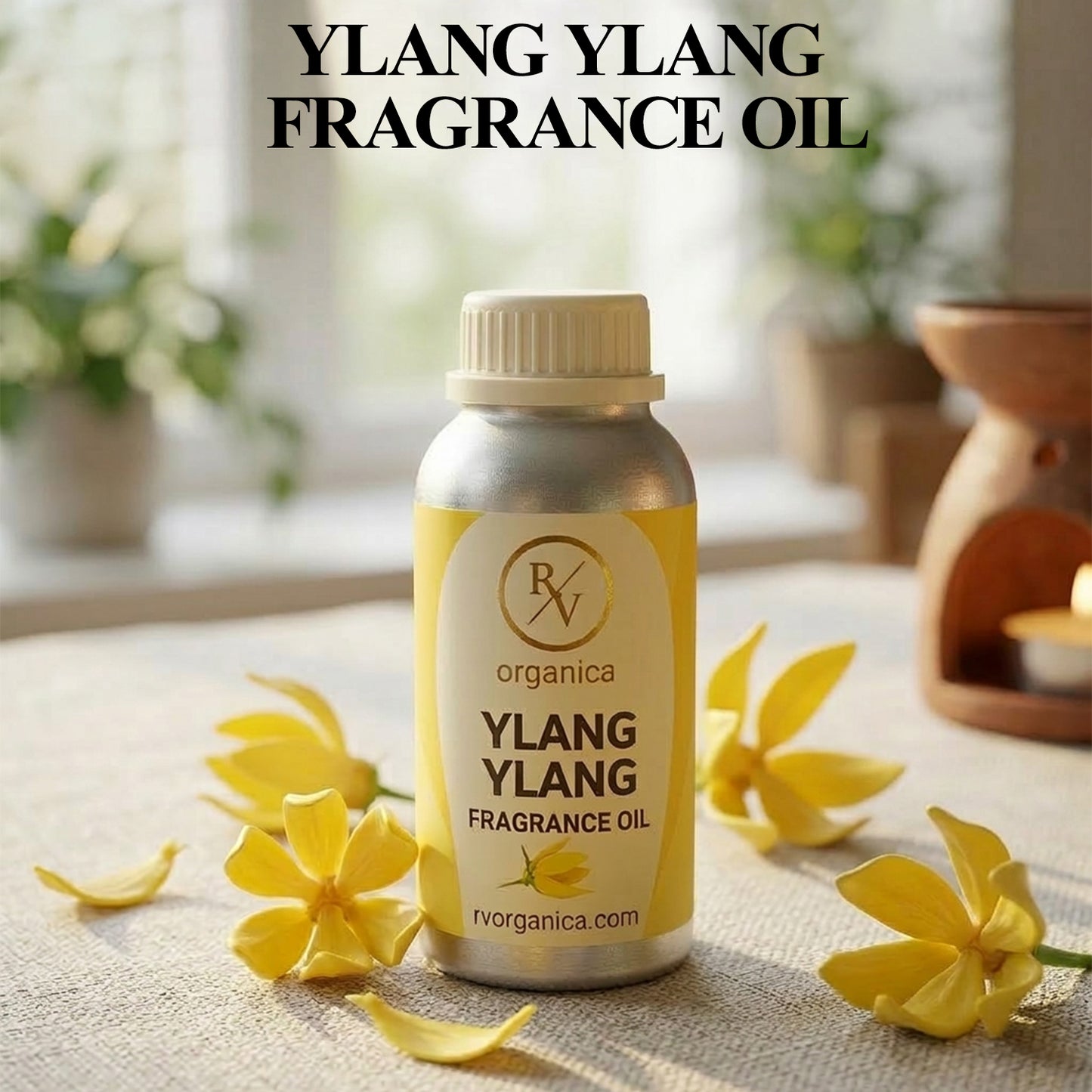 RV Organica ylang ylang fragrance oil original product bottle with label packaging