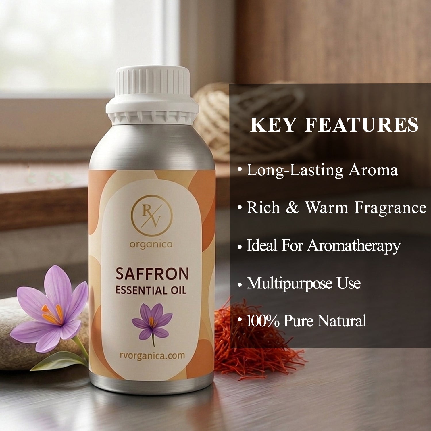 Saffron essential oil key features rich aroma long lasting aromatherapy skincare oil