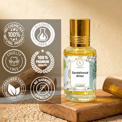 Sandalwood Attar no chemicals paraben free cruelty free alcohol free skin safe natural perfume oil