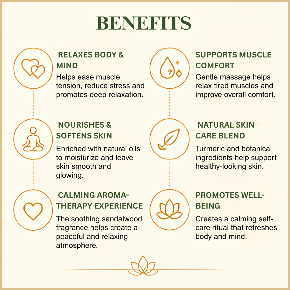 Benefits of sandalwood turmeric massage oil - deep skin nourishment, relaxation and glowing radiant skin