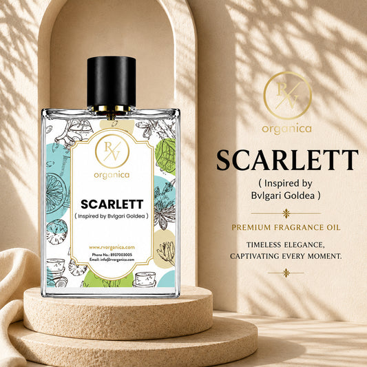 RV Organica Scarlett Inspired Fragrance premium perfume bottle with elegant packaging and a long-lasting luxury fragrance. - second image