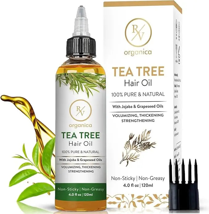 Tea tree hair oil for strong and shiny hair by RV Organica