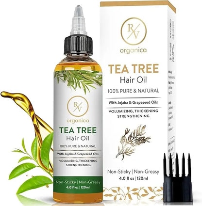 Tea tree hair oil for strong and shiny hair by RV Organica