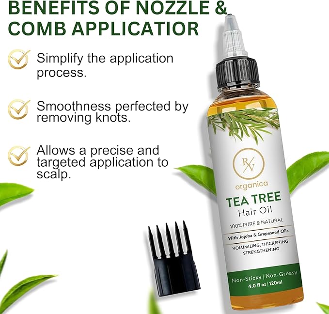 Tea tree oil for dandruff and scalp care by RV Organica