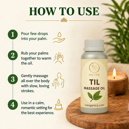 How to use til massage oil - step by step guide for warming and applying oil