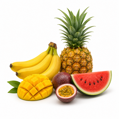 Tropical fruit fragrance oil with sweet juicy exotic fruit aroma, ideal for soaps, candles, skincare, and aromatherapy products