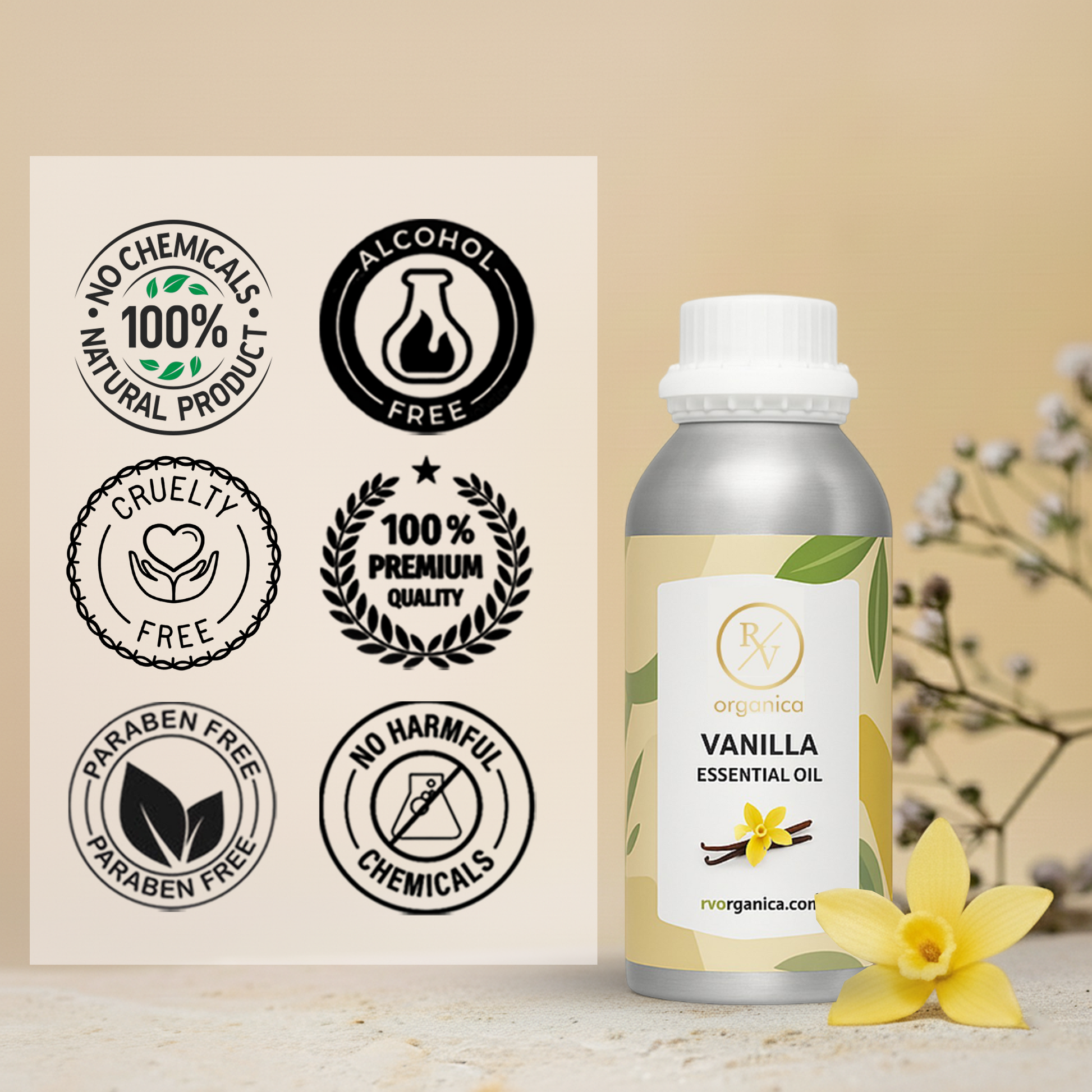 Vanilla Essential Oil natural premium quality cruelty free and paraben free benefits