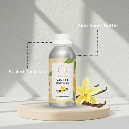 Vanilla Essential Oil sealed packed aluminium bottle with secure cap packaging