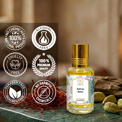 Zafran Attar no chemicals paraben free cruelty free alcohol free skin safe perfume oil